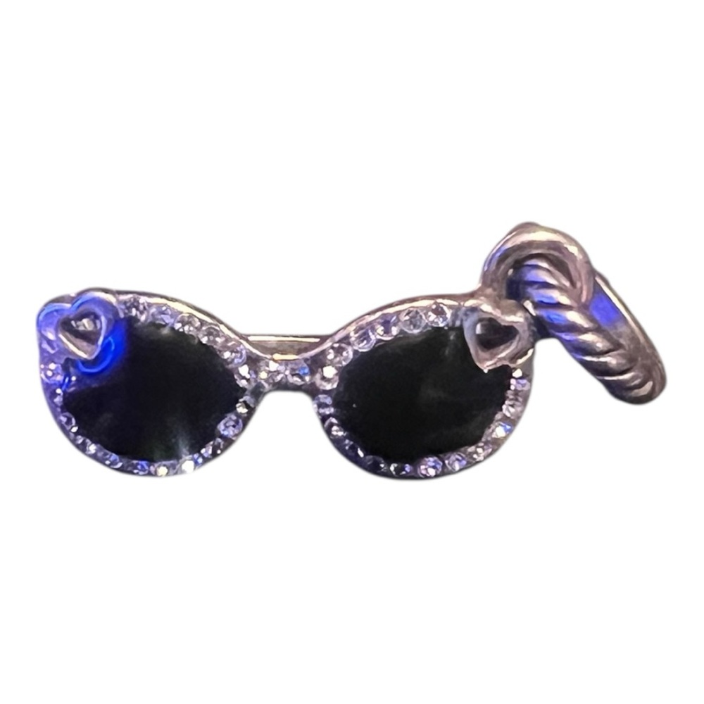 🕶️ Brighton Sunglasses Charm Silver Tone Crystal Black Enamel